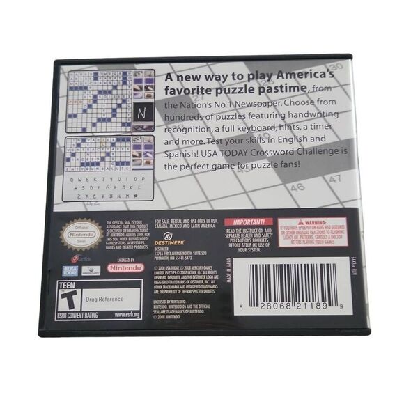 Nintendo DS USA Today Crossword Challenge Game with Case - Picture 3 of 4
